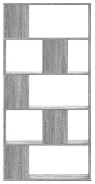 5 szintes szürke sonoma színű fa könyvespolc 80,5x23,5x162,5 cm