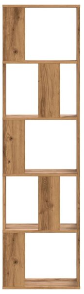 5 szintes kézműves tölgy színű fa könyvespolc 45x23,5x162,5 cm