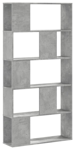 5 szintes betonszürke szerelt fa könyvespolc 80,5x23,5x162,5 cm