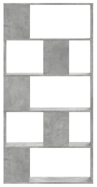 5 szintes betonszürke szerelt fa könyvespolc 80,5x23,5x162,5 cm