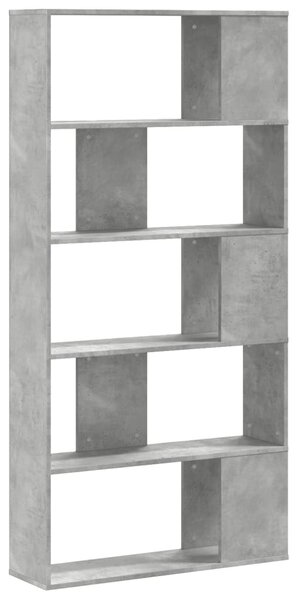 5 szintes betonszürke szerelt fa könyvespolc 80,5x23,5x162,5 cm