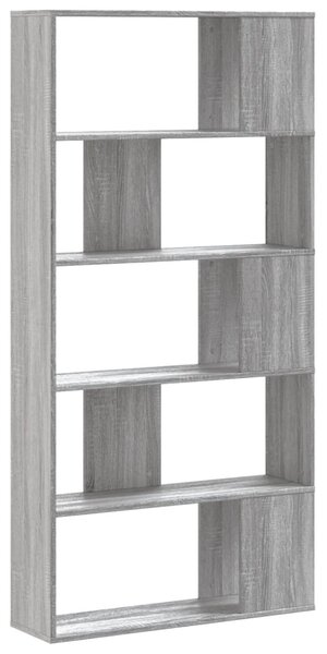 5 szintes szürke sonoma színű fa könyvespolc 80,5x23,5x162,5 cm