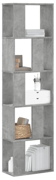 5 szintes betonszürke szerelt fa könyvespolc 45x23,5x162,5 cm