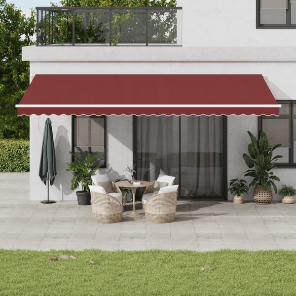 VidaXL burgundi vörös kézzel kihúzható napellenző 600 x 300 cm