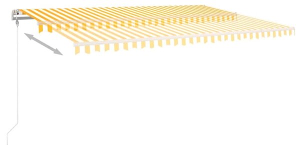 Sárga-fehér szélérzékelős és LED-es napellenző 500 x 350 cm