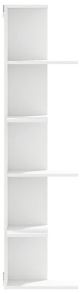 Fehér szerelt fa fali sarokpolc 36,5 x 36,5 x 140 cm