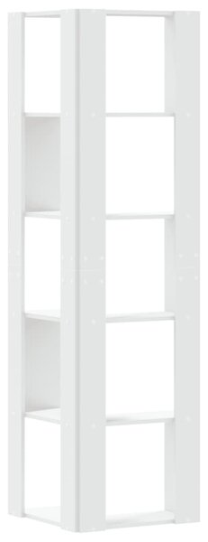 5 szintes fehér szerelt fa sarok könyvespolc 50 x 50 x 179 cm