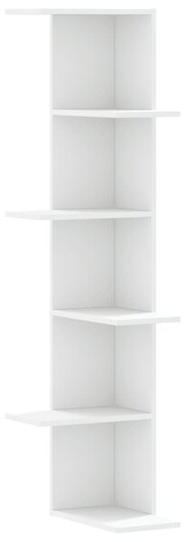 Fehér szerelt fa fali sarokpolc 36,5 x 36,5 x 140 cm
