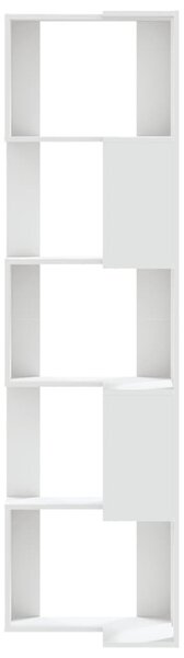 5 szintes fehér szerelt fa sarok könyvespolc 50 x 50 x 179 cm