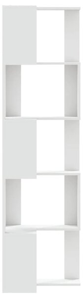 5 szintes fehér szerelt fa sarok könyvespolc 50 x 50 x 179 cm