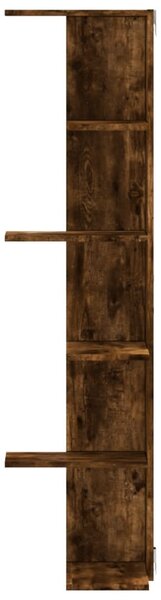 Füstös tölgy szerelt fa fali sarokpolc 36,5 x 36,5 x 140 cm