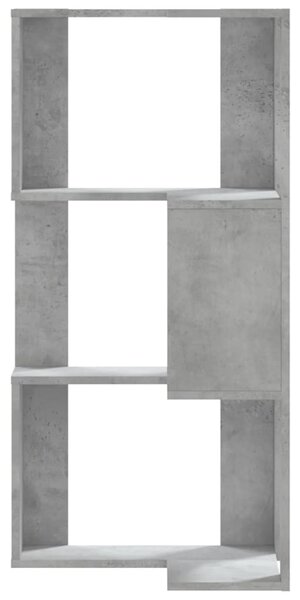 3 szintes betonszürke szerelt fa sarok könyvespolc 50x50x102 cm