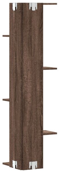 Barna tölgy színű szerelt fa fali sarokpolc 36,5 x 36,5 x 140cm