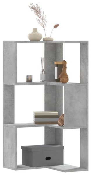 3 szintes betonszürke szerelt fa sarok könyvespolc 50x50x102 cm