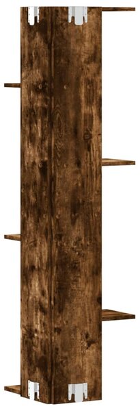 Füstös tölgy szerelt fa fali sarokpolc 36,5 x 36,5 x 140 cm