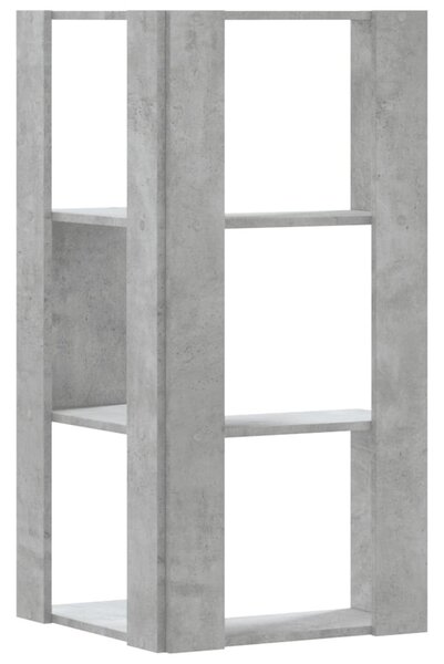 3 szintes betonszürke szerelt fa sarok könyvespolc 50x50x102 cm
