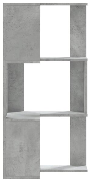 3 szintes betonszürke szerelt fa sarok könyvespolc 50x50x102 cm