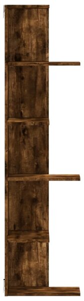 Füstös tölgy szerelt fa fali sarokpolc 36,5 x 36,5 x 140 cm