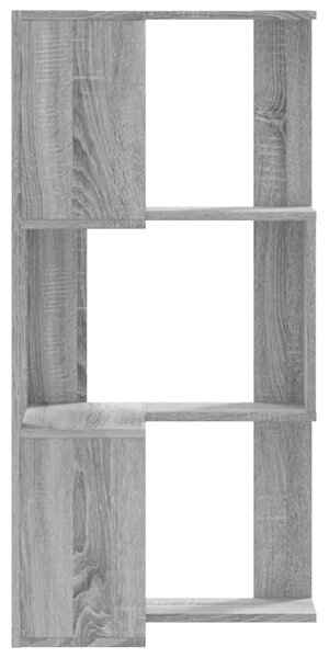 3 szintes szürke szerelt fa sarok könyvespolc 50 x 50 x 102 cm