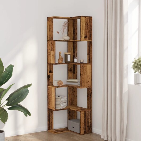5 szintes antik fa szerelt fa sarok könyvespolc 50 x 50 x 179cm