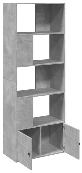 Betonszürke szerelt fa könyvespolc 70 x 36 x 189 cm