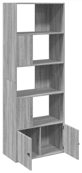 Szürke sonoma színű szerelt fa könyvespolc 70 x 36 x 189 cm