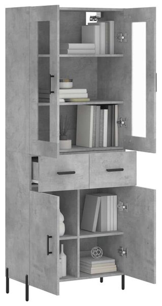 VidaXL Magas Szekrény - Betonszürke - 69,5x34x180 cm