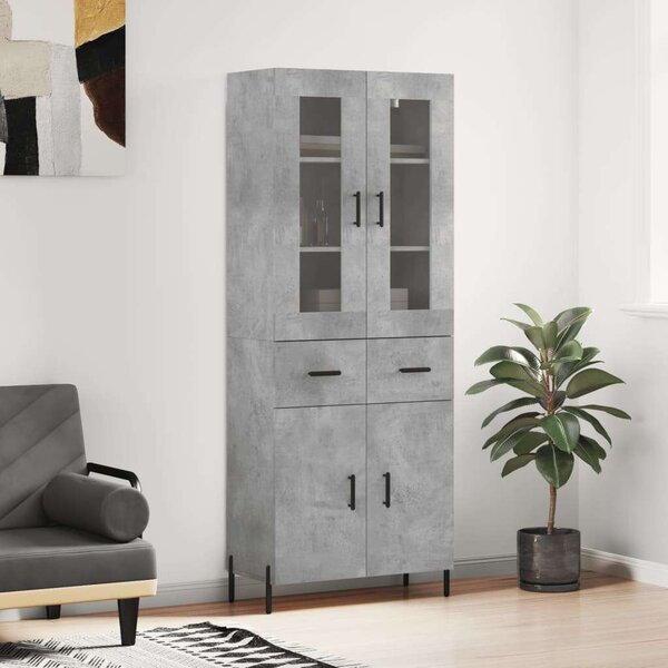 VidaXL Magas Szekrény - Betonszürke - 69,5x34x180 cm