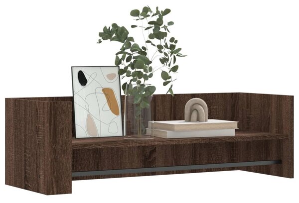 Barna tölgy színű szerelt fa fali polc 100 x 35 x 30,5 cm
