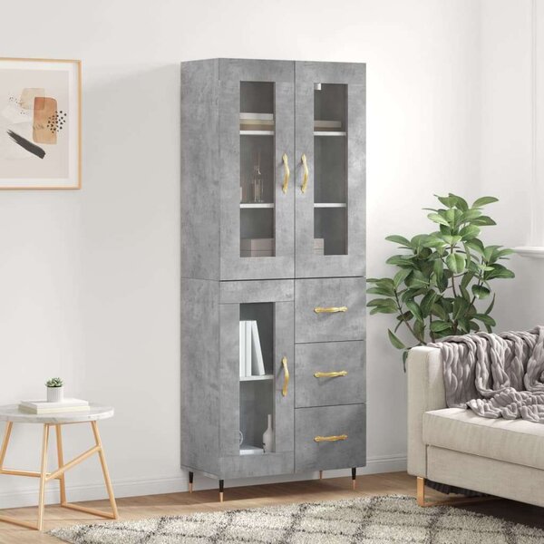 VidaXL betonszürke szerelt fa magasszekrény 69,5 x 34 x 180 cm