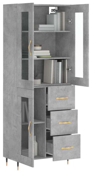 VidaXL betonszürke szerelt fa magasszekrény 69,5 x 34 x 180 cm