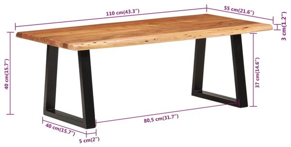 Tömör akácfa dohányzóasztal 110 x 55 x 40 cm