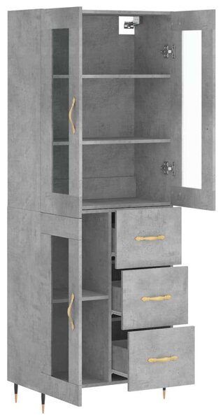 VidaXL betonszürke szerelt fa magasszekrény 69,5 x 34 x 180 cm