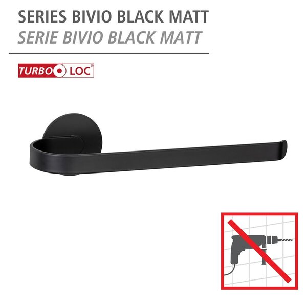 Matt fekete öntapadós fém törölközőtartó Bivio – Wenko