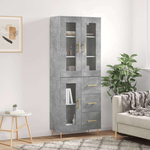 VidaXL betonszürke szerelt fa magasszekrény 69,5 x 34 x 180 cm