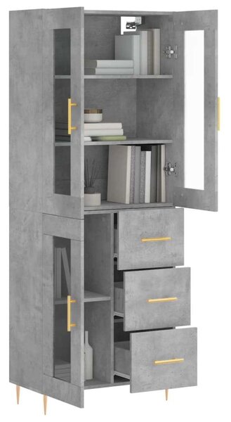 VidaXL betonszürke szerelt fa magasszekrény 69,5 x 34 x 180 cm
