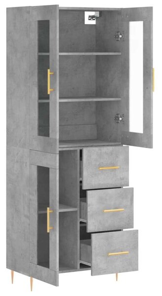 VidaXL betonszürke szerelt fa magasszekrény 69,5 x 34 x 180 cm