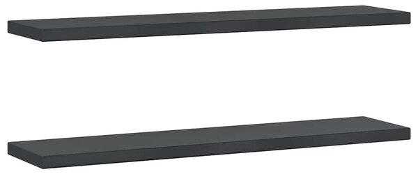 2 db fekete rozsdamentes acél fali polc 100 x 23,5 cm