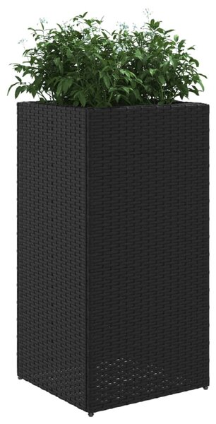 Fekete polyrattan kerti ültetőláda 40x40x80 cm