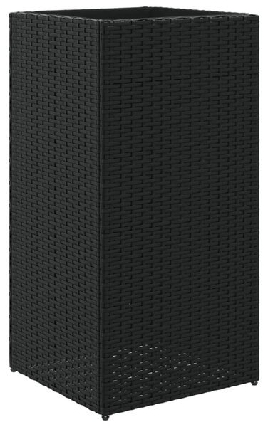 Fekete polyrattan kerti ültetőláda 40x40x80 cm