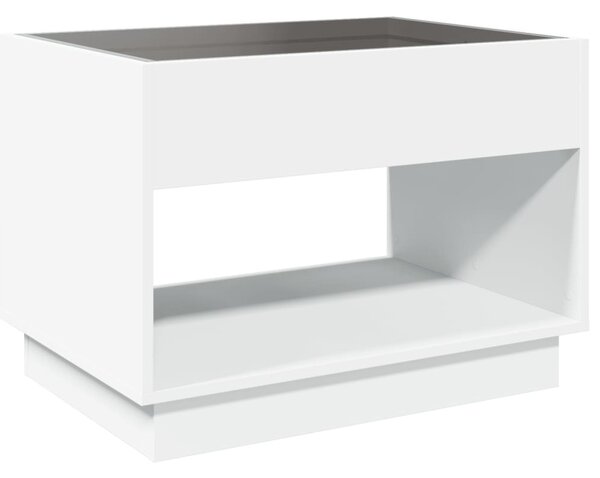 Fehér végtelen hatású LED-es dohányzóasztal 70 x 50 x 50 cm