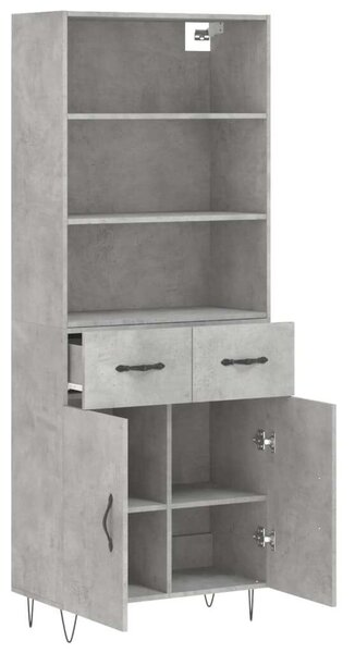 VidaXL Fa Magasszekrény - Betonszürke - 69,5x34x180 cm