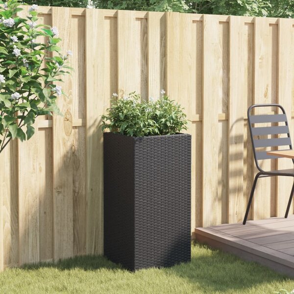 Fekete polyrattan kerti ültetőláda 40x40x80 cm