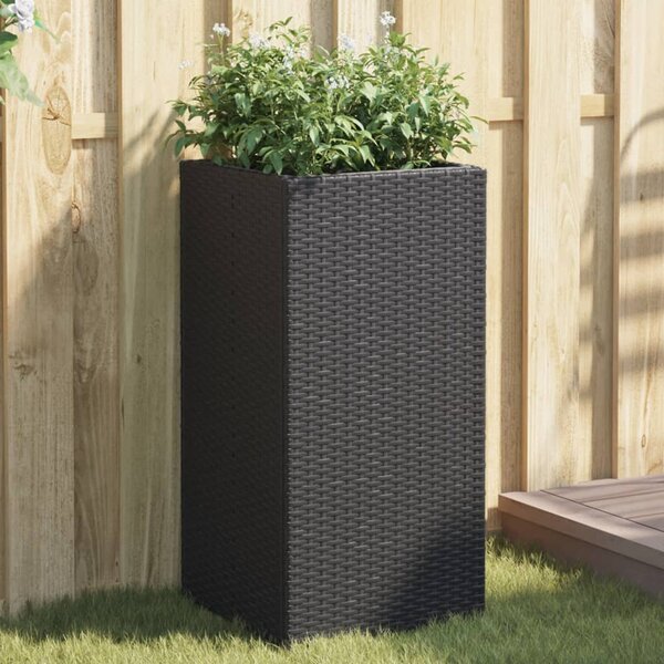 Fekete polyrattan kerti ültetőláda 40x40x80 cm
