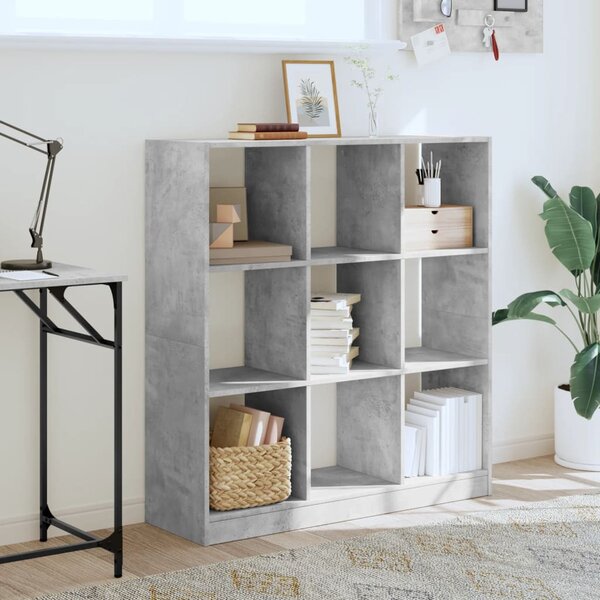 Betonszürke szerelt fa könyvespolc 102 x 32 x 108 cm