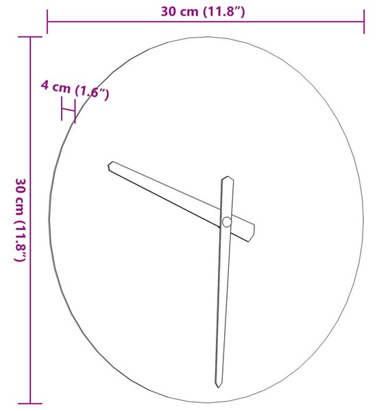 Sárga falióra világító óramutatókkal és órajelzőkkel Ø30 cm