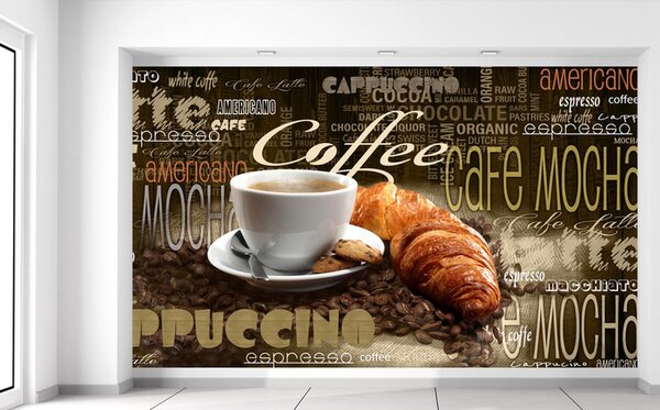 Gario Fotótapéta Finom kávé és croissant Anyag: Öntapadó, Méret: 402 x 240 cm