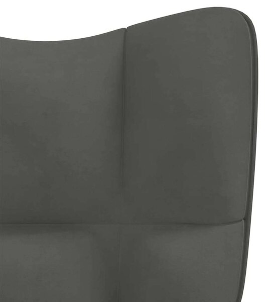 VidaXL Pihenőfotel Lábtartóval - Sötétszürke Bársony