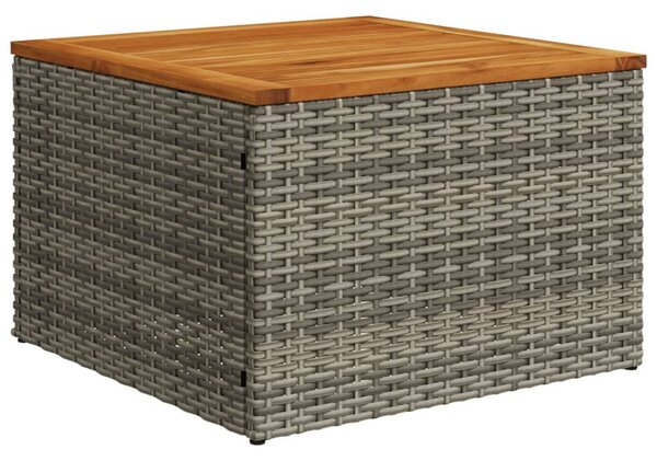 2 részes szürke polyrattan/akácfa kerti kanapészett párnákkal