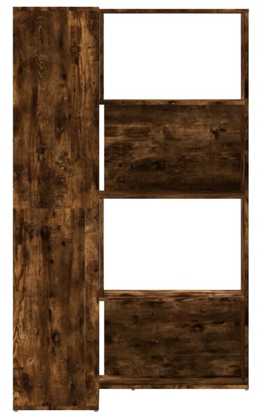 4 szintes füstös tölgy szerelt fa sarokkönyvespolc 85x85x140cm